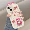Adecuado para Funda de Teléfono iPhone 13, 15 Funda Suave, 14 Promax Oso Fresa Muñeco 3D, Estilo Ins, Antideslizante