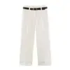 Atacado transfronteiriço 2026 moda estilo europeu e americano versátil casual simples calça reta de perna larga com cinto para mulheres F612686