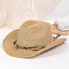 Chapéu de cavaleiro transfronteiriço masculino e feminino rosto pequeno chapéu de palha americano retrô palha western Jeans verão chapéu de sol atacado