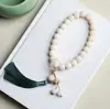 Pulseira de Flor de Lótus com Franjas em Degradê Verde para Homens e Mulheres, Feita à Mão para Meditação e Relaxamento