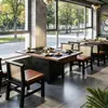 Olla caliente estilo coreano sin humo, olla caliente comercial sin humo con asientos cómodos, mesa de comedor estable con diseño del sudeste asiático