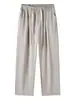 Roupas Masculinas Fengshe / Calças Casuais de Linho Tencel de Verão para Homens, Estilo Americano Soltas Retas Vintage Simples Finas Calças Masculinas