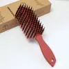 Peine profesional para peinar el cabello para secado con secadora, de grado de salón, iones negativos, cerdas de jabalí, ABS con recubrimiento en spray, masajeador en forma de espina de pescado