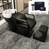 Venta Directa de Fábrica Cama de Champú Cerámica para Barbería Cama de Enjuague Semi-reclinable Cama para Salón de Peluquería Cama de Champú Estilo Celebridad de Internet