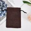 Bolsa de Lino Sintético Compuesto con Cordón, Bolsa de Empaque Sachet Vacío, Bolsa de Joyería con Cordón para Cuentas Budistas y Pulseras