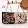 Bolsa de Lona Bordada Tamaño Mediano Elefante Estilo Nuevo Bolsa de Hombro Bolsa de Compras Bolsa Tote de Gran Capacidad Bolsa para el Almuerzo