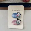 Nuevo Pasador de Tela Estilo Coreano para Niños con Dibujos Animados y Cuadros Ovalados Laterales para Flequillo de Niñas