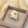 Anillos de Banda Ancha Estilo Europeo y Americano Luochen para Hombres y Mujeres, Diseño de Línea Ondulada, Joyería Versátil de Personalidad de Moda
