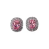 Pendientes de Diamante Rosa de Zirconia de Moda Elegante Europea y Americana Pendientes Redondos Sencillos Completos de Diamante para Mujer E6841 Incrustados