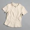 Roupa de Yoga Premium com Zíper Meio Aberto Secagem Rápida Manga Curta Top Esportivo para Yoga Corrida Academia