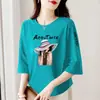 Comercio exterior transfronterizo ropa de maternidad, camiseta de manga tres cuartos para mujeres de mediana edad y mayores, holgada, casual, top básico versátil
