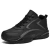 Zapatos Extra Grandes para Hombre, Tenis de Cuero Negro, Zapatos Casuales Impermeables, Zapatos de Papá de Mediana Edad, Zapatos de Algodón Terciopelo, Zapatos de Correr Antideslizantes