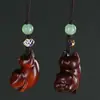 Palo de rosa Tallado Cerdo Volador Lindo Cadena para Teléfono Móvil Colgante de Juguete de Madera Cerdo del Zodíaco Llavero USB para Coche