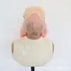 Peluca larga rizada con encaje frontal rosa, fibra sintética mate de alta temperatura, para sesiones de fotos, cosplay y producciones de dramas cortos; venta al por mayor del fabricante