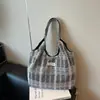 Bolsa de Lona Feminina 2025 Nova Popular Moda de Verão Estudante Aula Trabalho Roupas Bolsa de Ombro Grande Capacidade Bolsa Tote