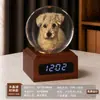 Bola de cristal creativa, luz de noche de madera maciza, lámpara ambiental de escritorio, decoración de mesita de noche, temática de mascotas gato y perro, regalo de recuerdo personalizable