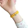 Nuevo Pulsera de Doble Círculo Amarilla de Imitación de Cera de Abeja Pulsera Amarillo Bodhi Jade Beige Pulsera de Doble Círculo Boutique Joyería para Hombres y Mujeres