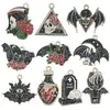 Brincos de Halloween Estilo Dark Transfronteiriços Europeus e Americanos Desenho Animado de Terror Fantasma Morcego Flor Rosa Pingentes de Orelha Acessórios