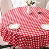 Mantel Redondo Pequeño para Restaurante Impermeable, Resistente al Aceite, Anti-quemaduras, Sin Lavado Mantel de Hotel Cuadros Rojos Mantel para Mesa de Comedor Mantel para Mesa de Café Producto Nuevo