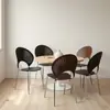 Silla de Comedor de Madera Nórdica, Silla con Forma de Concha, Taburete Vintage, Silla Simple para Uso Doméstico con Respaldo, Silla para Mesa de Comedor, Silla de Mesa de Centro Retro de Moda
