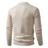 Novo estilo outono e inverno suéter masculino jacquard com gola virada, tricô quente vintage, jaqueta de tricô casual versátil de cor sólida