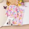 Sudadera de Manga Larga con Patrón de Lazo para Niñas y Bebés de Estilo Nuevo Otoñal Europeo y Americano Transfronterizo + Traje de Pantalón al por Mayor