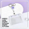 Portatarjetas Transparente Horizontal Estilo Ins Anti-Pérdida Tarjeta de Estudiante para Campus Tarjeta de Comedor Portatarjetas Cubierta Deslizante Correa para el Cuello Protector de Tarjeta de Identificación Estuche Rígido