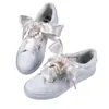 Cadarço de Seda Lin Feng 4.0 Laço de Balé Cadarço Plano Largo Fita Ajuste Furo Largo Sapatos Brancos Branco Preto