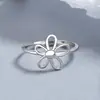 Anillo de Flor Hueca de Plata de Ley 925 para Mujer 2022 Nuevo Estilo Fresco Floral Anillo Abierto Personalidad Temperamento Joyería Ins