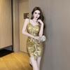 Falda Sexy de Corte Bajo con Cadera Descubierta Temperamento Espalda Descubierta Noche Bar Falda Ajustada Ropa de Actuación Traje de Técnico de Pedicura