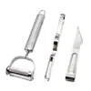 Pelador Raspador de Cocina de Acero Inoxidable Juego de Tres Piezas Maicero para Frutas y Verduras Pelador de Bolsas de Tarjeta de Papel Multiusos