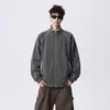 Sudadera con cremallera y cuello alto estilo americano para otoño 2026 para hombres y mujeres, chaqueta deportiva casual básica de color liso de moda
