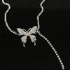 Colar de Borboleta com Franjas e Diamantes Estilo Doce Cool de Garota Quente Joias para Mulheres Corrente para Clavícula de Design de Nicho de Luxo Leve Novos Acessórios