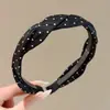 Diadema vintage de lunares plisada de ala ancha para mujer, casual y única, con un toque de alta gama, diadema versátil que hace que la cabeza se vea más alta y el rostro parezca más pequeño