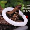 Pulseira Redonda de Jade Branco Suet Seda Dourada de Xinjiang Rocha de Quartzo Jade de Gobi Pedra Preciosa Pulseira de Jade Branco Claro Pulseira Feminina