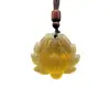 Collar con Colgante Rico de Flor de Floración Tallada con Esmalte de Color Petición del Templo Loto Borde Colgante Pequeño de Loto Drenaje Regalo
