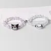 Pulseira Magnética de Casal com Contas de Cristal Doce Desenho Animado Cachorro Canela Kuromi Pulseira Magnética Presente para Melhor Amigo