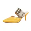 Suministro Transfronterizo Primavera y Verano Tacones de Aguja Sexy Tallas Grandes 40-46 Punta Fina Elegante Chanclas de Exterior Zapatos de Mujer
