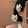 Novo grampo de cabelo com borla de prata estilo chinês, novo grampo vintage para franja lateral de cheongsam estilo chinês, grampo de bico de pato para Hanfu, acessório de cabelo