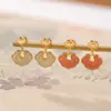 Brincos de Prata Yilu Água Natural Vermelha Prata de Lei S925 Jade Hetian Jade Água Clara Padrão de Dente Ruyi Xiangyun Estilo Chinês Novo