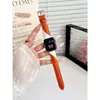 Correa de Reloj de Cuero Genuino Morandi de Bloques de Color Inclinados Compatible con Apple 11 S12 Huawei GT7 Fit5 Xiaomi Pulsera