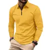 Nuevo Estilo Sitio Independiente Ebay Transfronterizo Moda Masculina Europea y Americana Camisa Polo de Manga Larga con Cuello de Solapa