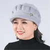 Nuevo gorro de lana tejido para señoras mayores con terciopelo cálido versátil sombrero para madre abuela sombrero de calabaza