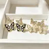 Brincos de Borboleta com Pérolas e Cristais, Estilo Novo, Elegantes e Simples, Brincos Modernos e Versáteis, Brincos de Luxo Leve e Sofisticados para Mulheres