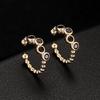 Estilo japonês e coreano 14K ouro brincos cor zircão clipe brincos simples orelha furos orelha dupla orelha fivela em forma de brincos em forma de C para as mulheres