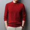 Suéter de Punto Jacquard Nuevo para Hombre Invierno 2026, Engrosado y Cálido, Cuello Alto Medio, Prenda Base de Color Sólido de Moda, Venta al por Mayor