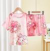 2025 Novos pijamas infantis de verão de manga curta terno fino meninos meninos crianças grandes adolescentes roupas para casa roupas externas