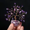 Árbol de la Fortuna de Cristal Natural con Grava de Cristal Multicolor y Base de Cuenco de Vidrio para Entrada del Hogar y Decoración de Sala de Estar
