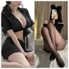 Lingerie Sexy Roupas Femininas Cardigã Transparente Uniforme Tentação Saia Curta Justa ao Corpo Roupa de Secretária Comércio Exterior Qqny