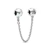 Pandora Cobre Branco Banhado Prata S925 Rato Haste de Fio Versátil Corrente de Segurança DIY Conector de Corrente Simples Antiderrapante